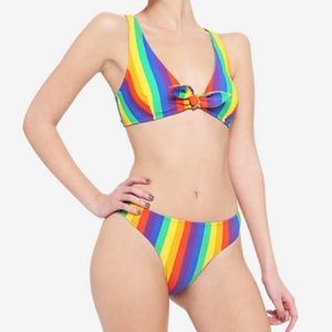 Rainbow Stripe Swim‎ Top Hot Topic
